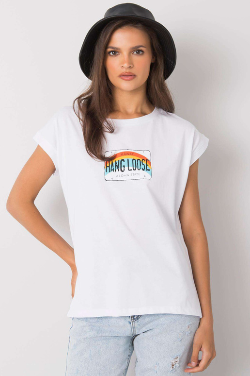 Valge Aloha trükiga T-särk Valge Aloha trükiga T-särk