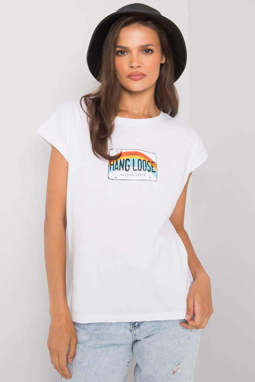 Valge Aloha trükiga T-särk Valge Aloha trükiga T-särk