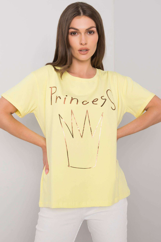 Kollane Aosta trükiga T-särk Kollane Aosta trükiga T-särk
