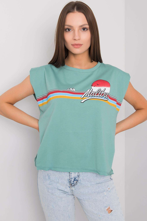 Heleroheline Malibu trükiga T-särk