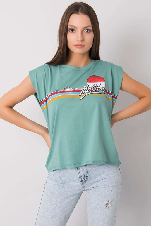 Heleroheline Malibu trükiga T-särk