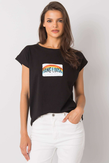 Must Aloha trükiga T-särk