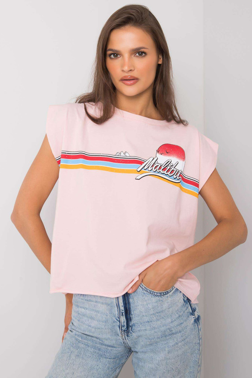 Heleroosa Malibu trükiga T-särk Heleroosa Malibu trükiga T-särk