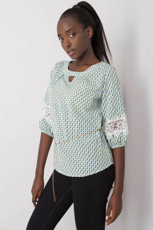 Jazmini valge ja roheline pluus