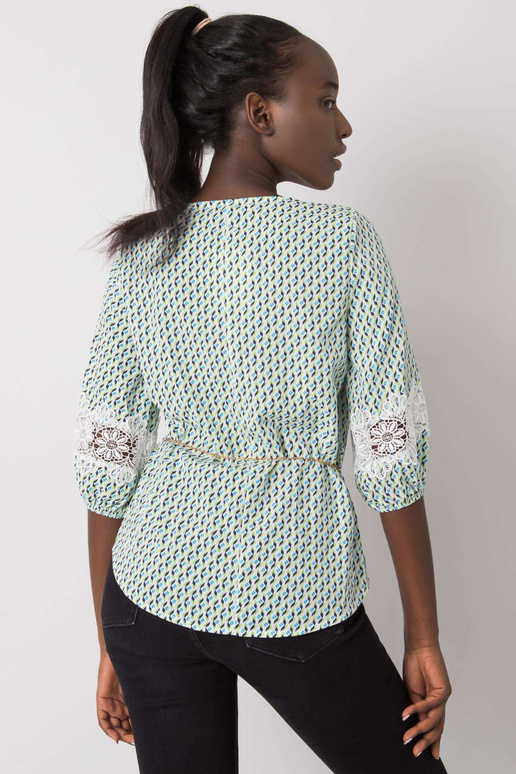 Jazmini valge ja roheline pluus