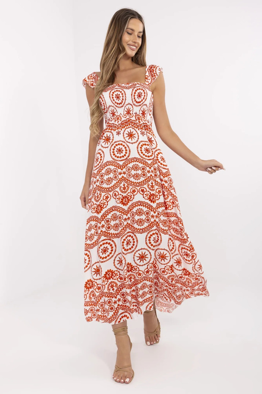 Tayla valge ja oranž Maxi kleit