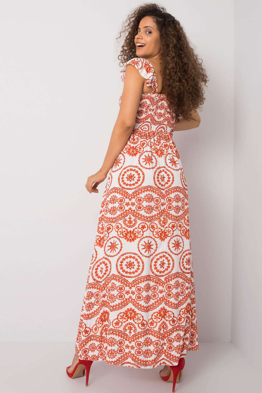 Tayla valge ja oranž Maxi kleit