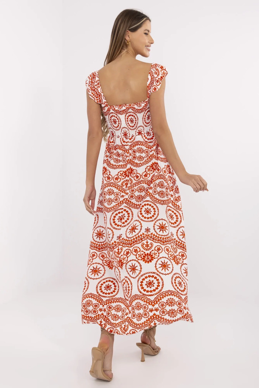 Tayla valge ja oranž Maxi kleit