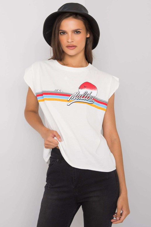 Ecru t-särk trükiga Malibu