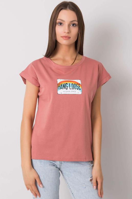 Määrdunud roosa Aloha trükiga t-särk