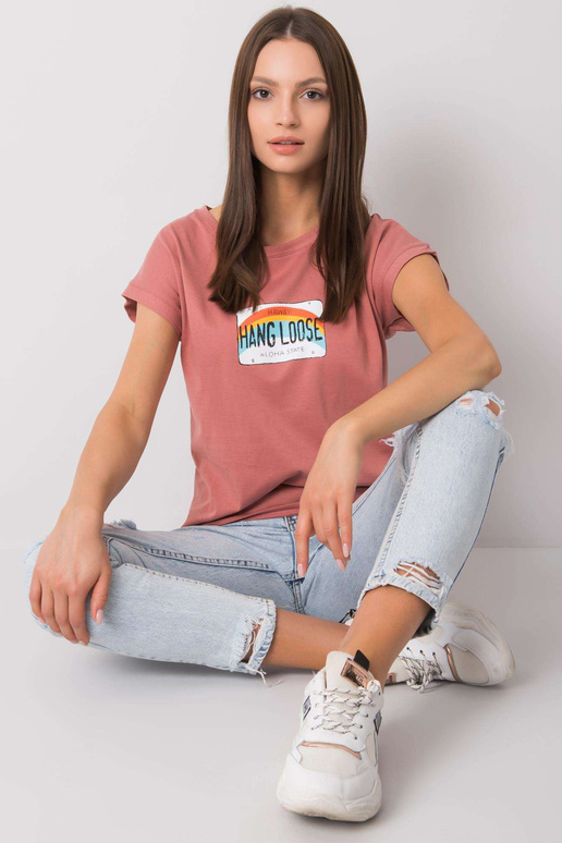 Määrdunud roosa Aloha trükiga t-särk