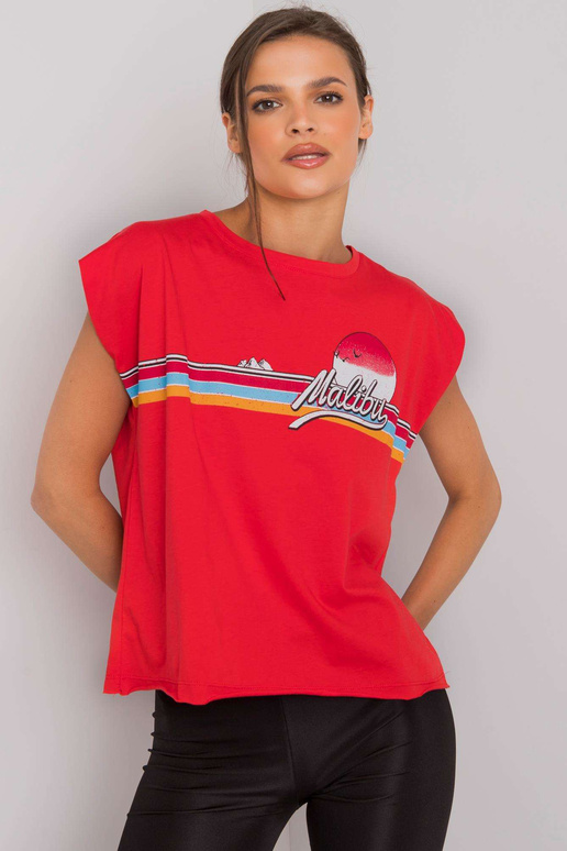 Punane Malibu trükiga T-särk