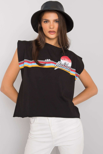Must Malibu trükiga T-särk 2