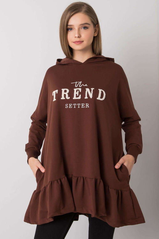 Tumepruun oversize tuunika kapuutsiga...