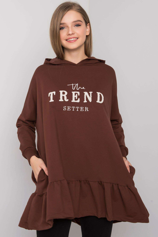 Tumepruun oversize tuunika kapuutsiga...