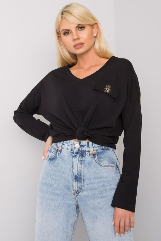 Bianca must V-kaelusega pluus