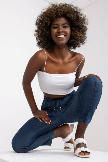 Tumesinised püksid elastse...