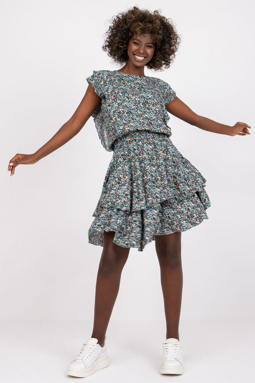 Sinise ja pruuni lilleline minikleit...