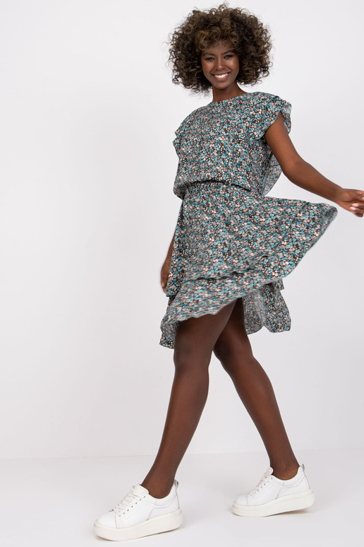 Sinise ja pruuni lilleline minikleit...