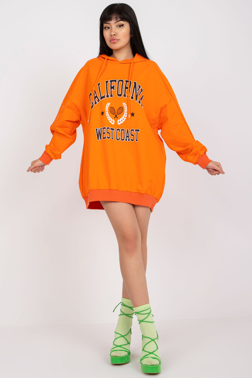 Oranž ülisuur prindi ja kapuutsiga...