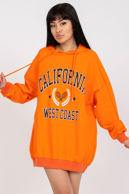 Oranž ülisuur prindi ja kapuutsiga...