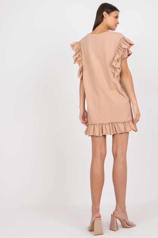 Minikleit kaameli puuvillast Ruffle Minikleit kaameli puuvillast Ruffle