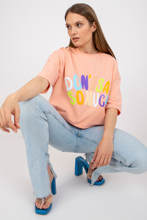 Oversize aprikoosist trükiga T-särk Oversize aprikoosist trükiga T-särk