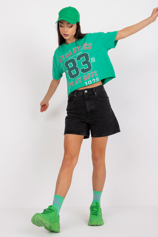 Roheline lühike puuvillase trükiga...