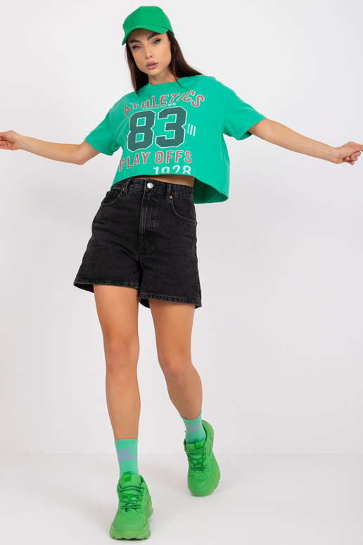 Roheline lühike puuvillase trükiga...