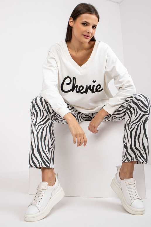 Ecru puuvillast oversize trükiga...