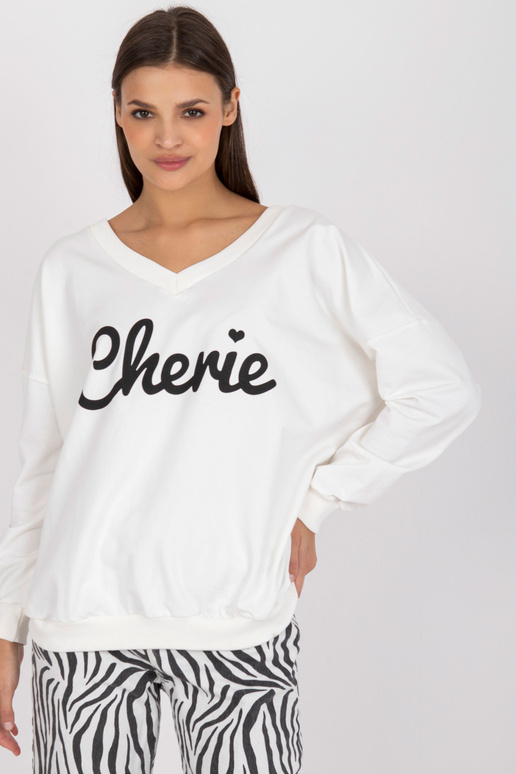 Ecru puuvillast oversize trükiga...