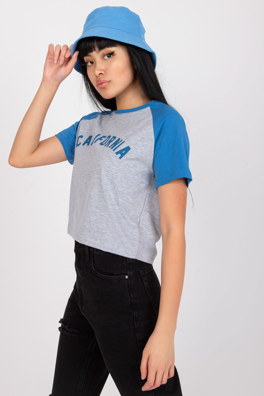 Hallikassinine lühike kirjaga T-särk Hallikassinine lühike kirjaga T-särk