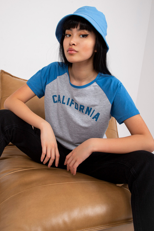 Hallikassinine lühike kirjaga T-särk Hallikassinine lühike kirjaga T-särk