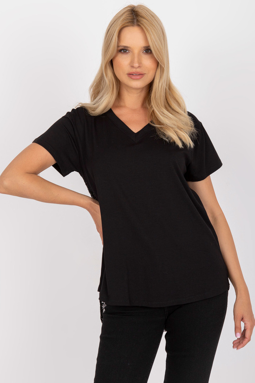 Must pitsiga pikema seljaga pluus