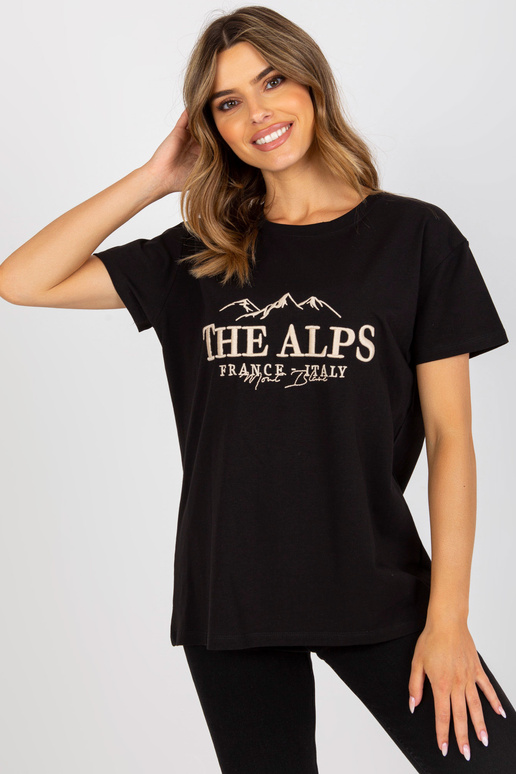 Must-beež puuvillane lahtine T-särk