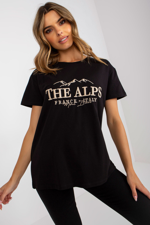 Must-beež puuvillane lahtine T-särk