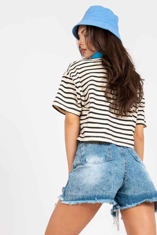 Beeži ja musta trükiga polosärk