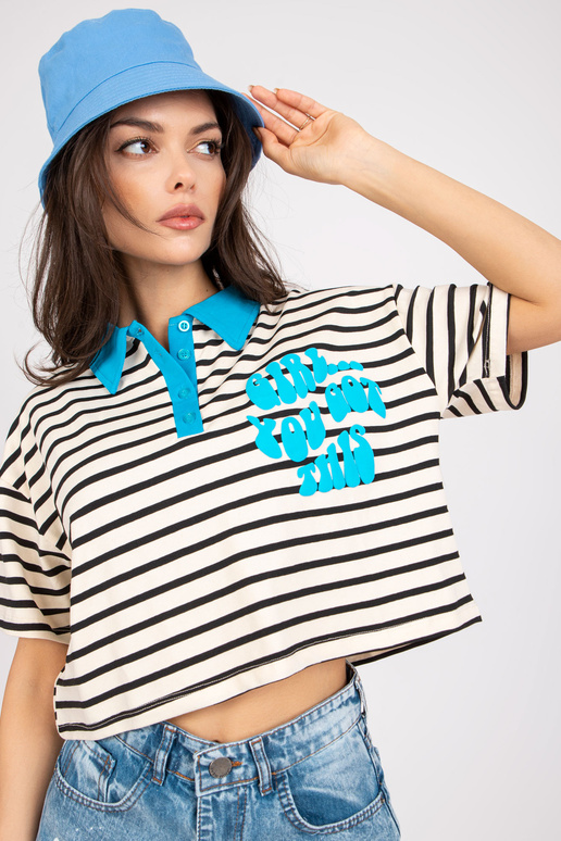 Beeži ja musta trükiga polosärk