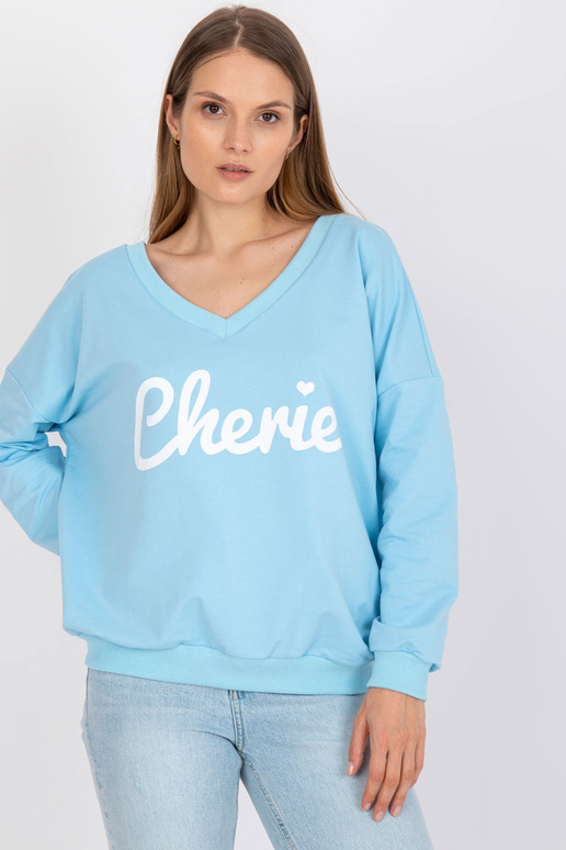 Helesinine ja valge V-kaelusega...