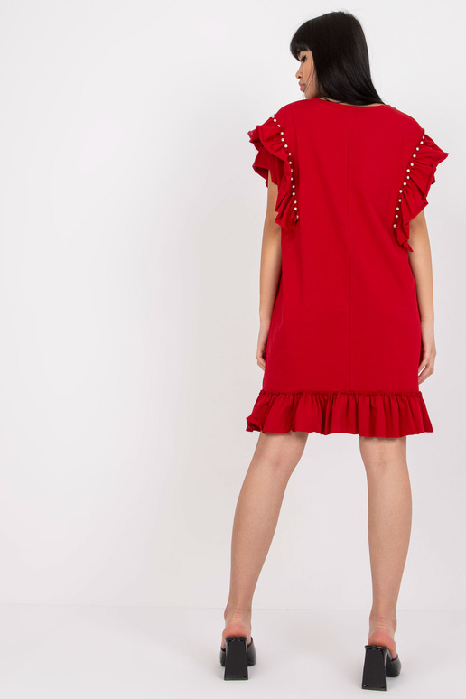 Burgundia puuvillane volangidega...