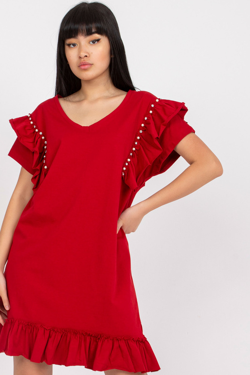 Burgundia puuvillane volangidega...