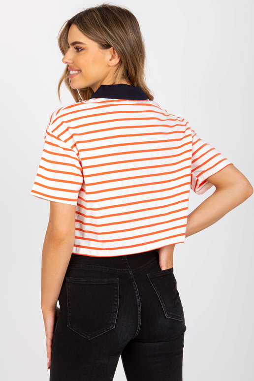 Valge ja oranž lühike kraega polosärk