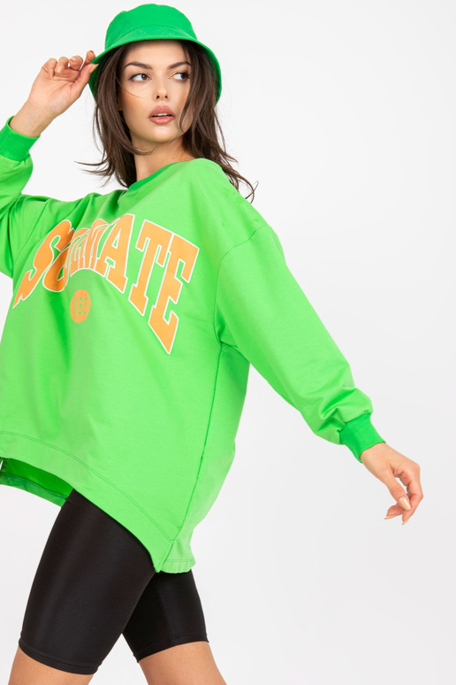 Roheline ja oranž kapuutsiga dressipluus