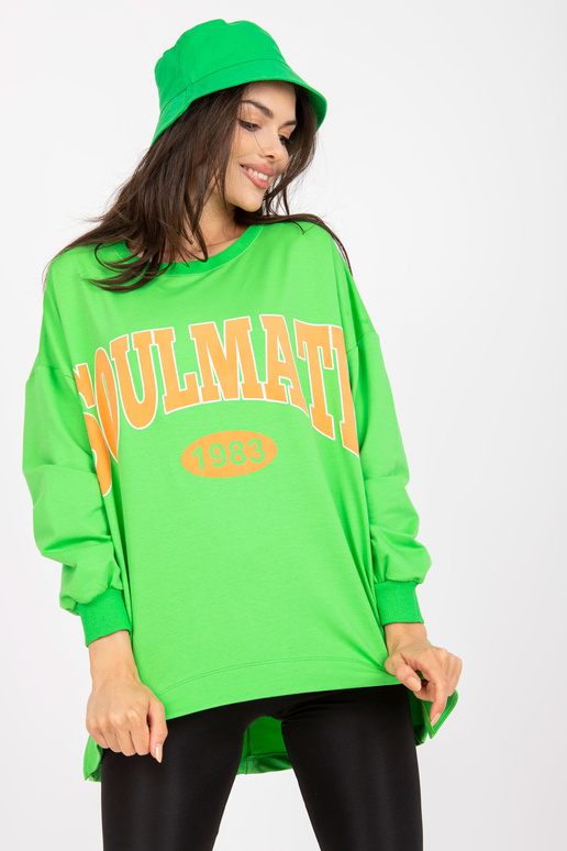 Roheline ja oranž kapuutsiga dressipluus