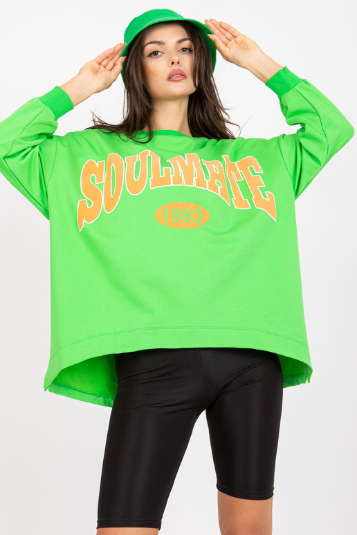 Roheline ja oranž kapuutsiga dressipluus