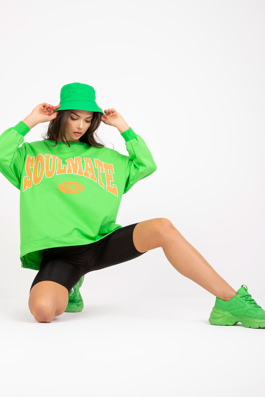 Roheline ja oranž kapuutsiga dressipluus