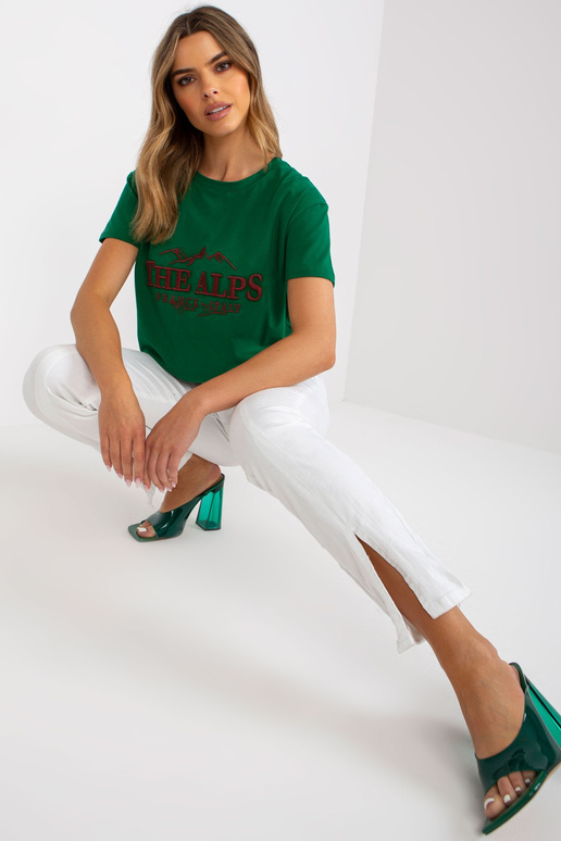 Roheline ja beež avar triibuline T-särk