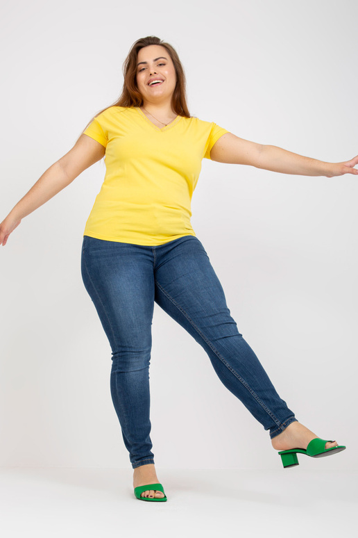 Kollane pluss-suuruses V-kaelusega...