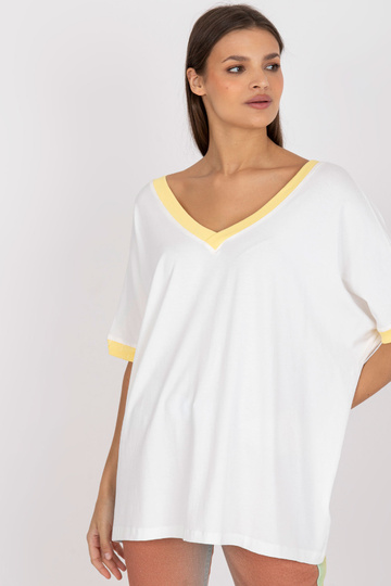 Valge ja kollane vabaaja pluus