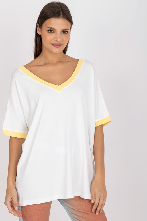 Valge ja kollane vabaaja pluus